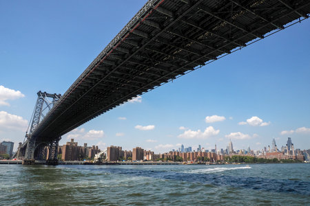 Williamsburg bridge new york manhattan view from East river boat cruise