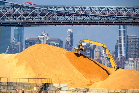 Sand depot in Queens new york view from East river boat cruiseの写真素材