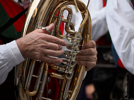 Traditional Tyrol band instrument detail close up