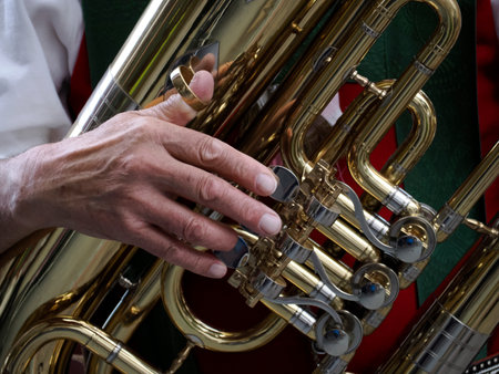 Traditional Tyrol band instrument detail close upの写真素材