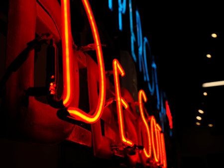 A neon tube detail sign close upの写真素材