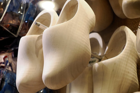 Dutch wooden clogs hand made for sale in shopの写真素材