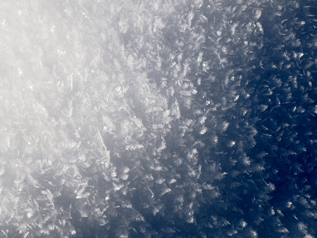 Snow crystals snowflakes detail close up in winter season macroの写真素材