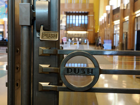 Cincinnati Ohio historical train station art deco museum detail of doors