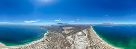 Road to Punta Arena La Ventana BCS Baja California Sur Mexico aerial panoramaの写真素材