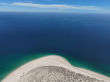 La Ventana BCS Playa Punta Arena Beach Aerial Drone Panorama Baja California Sur Mexico Landscapeの写真素材