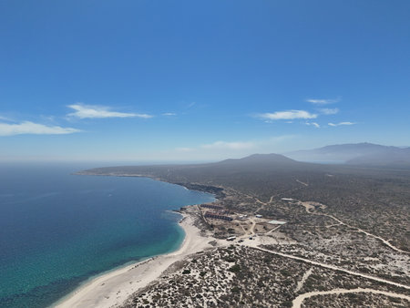 La Ventana BCS Playa Punta Arena Beach Aerial Drone Panorama Baja California Sur Mexico Landscapeの写真素材