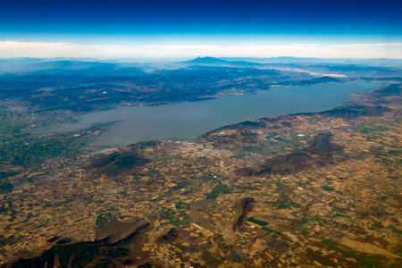 chapala lake jalisco aerial mexico panoramaの写真素材