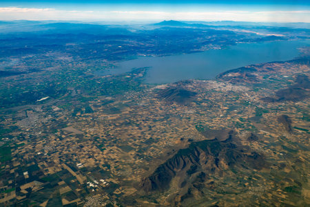 chapala lake jalisco aerial mexico panoramaの写真素材