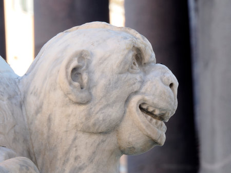 pantheon fountain piazza della rotunda rome detail, italyの写真素材