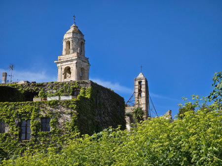 Bussana Vecchia artist retreat medieval village destroyed by earthquake in 1887 now tourist landmarkの写真素材