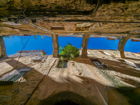 Bussana Vecchia artist retreat medieval village destroyed by earthquake in 1887 now tourist landmark out of timeの写真素材