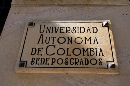 University of Colombia in the Candelaria historic downtown district, Bogota colombiaの写真素材