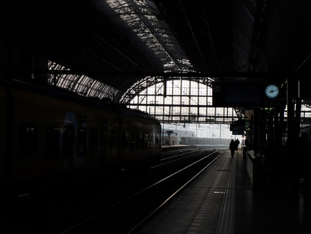 Amsterdam central train station tracks publicの写真素材