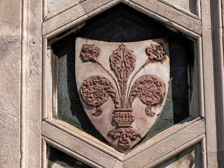Florence dome church cathedral bas relief sculptures exterior detailの写真素材