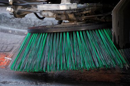 brush street cleaning machine detail close upの写真素材