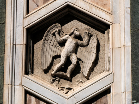 Florence dome church cathedral bas relief sculptures exterior detailの写真素材
