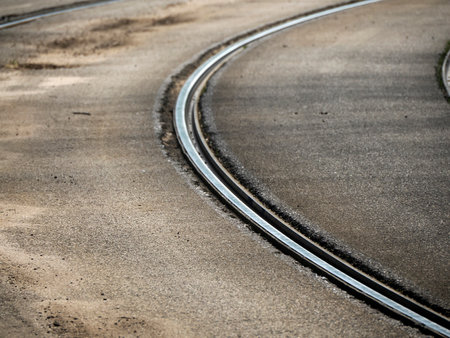 Florence urban transport tram tracks detail close upの写真素材