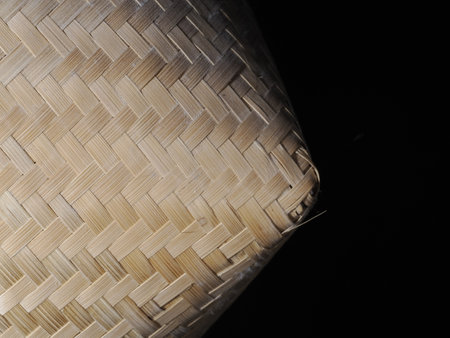 an old interwined bamboo hat detail