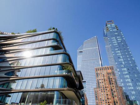 hudson yard new york city modern buildings detail reflection from high line