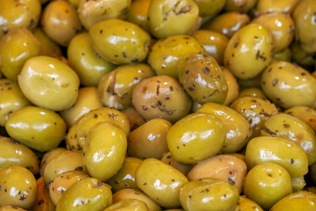 many olives in provence market detailの写真素材