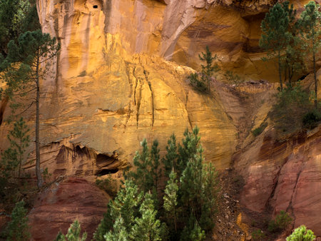 the Ocher canyon valley massif in Provence France areaの写真素材