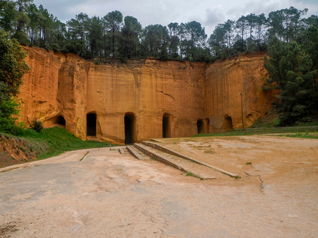 Entrance of Mines Bruoux The Ocher Mine in Canyon valley massif in Provence Franceの写真素材