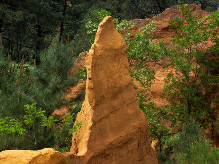 the Ocher canyon valley massif in Provence Franceの写真素材