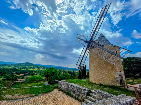 Moulin windmill Saint Saturnin les apt provence Franceの写真素材
