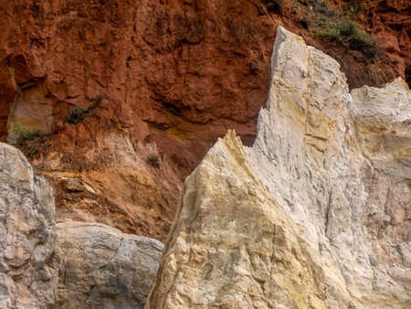 The Ocher canyon valley massif in Provence Franceの写真素材