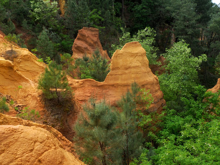 the Ocher canyon valley massif in Provence France Rousillon areaの写真素材