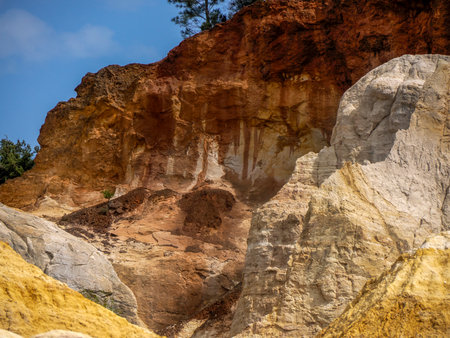 The Ocher canyon valley massif in Provence Franceの写真素材
