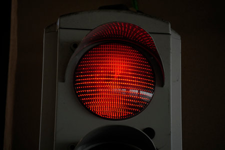 A red light traffic stop detailの写真素材