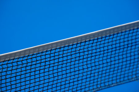 A blue ping pong table net detailの写真素材