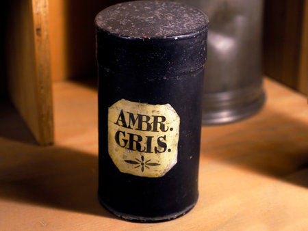 An Ancient box of Real Spermwhale amber gris parfume essence fixativeの写真素材