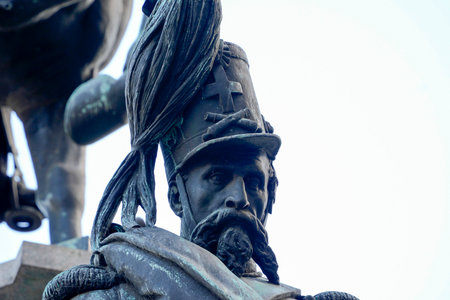 Detail of Carlo Alberto Sculpture in Turin Italyの写真素材