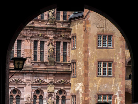 Detail of Ancient Heidelberg medieval castle in Germanyの写真素材