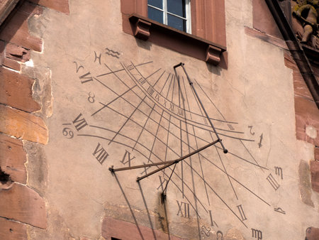 A sundial Detail of Ancient Heidelberg medieval castle in Germany