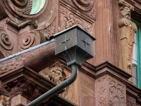Roof tiles of heidelberg germany ancient building detail close up