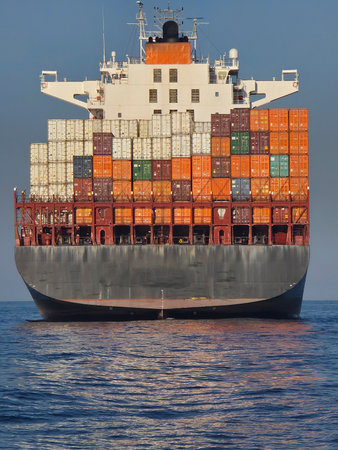 Big container cargo ship in the middle of the sea