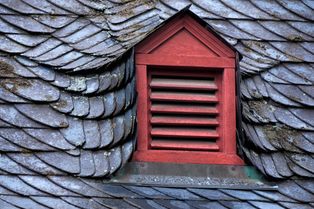 Eberbach abbey Germany ancient rooftop tiles detailの写真素材