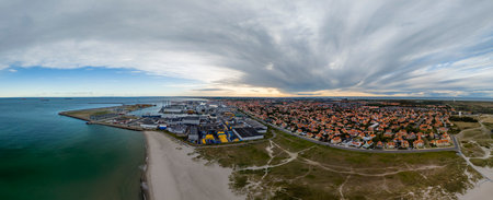 skagen denmark aerial view panorama landscape at sunset in summerの写真素材