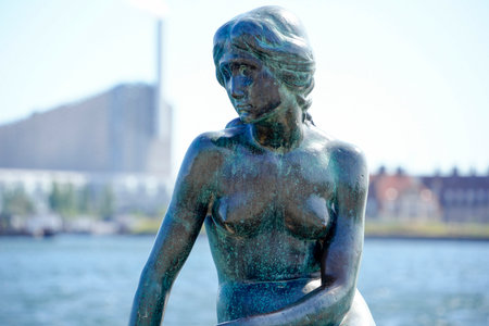 the little mermaid sculpture copenhagen Denmark detailの写真素材