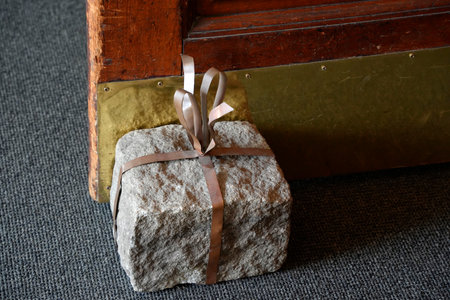 A stone doorstop close up detail gift box shapedの写真素材