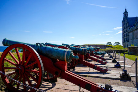 Cannon in Kromborg castle know as Hamlet Shakespeare legend fortress, Denmarkの写真素材