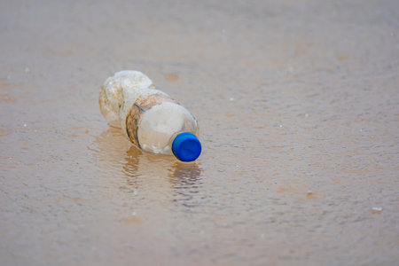 bottle plastic pollution in amazon river watersの写真素材