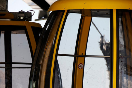 gondola lift in dolomites mountain detail