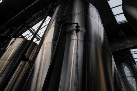 A modern beer brewery machines detail close up