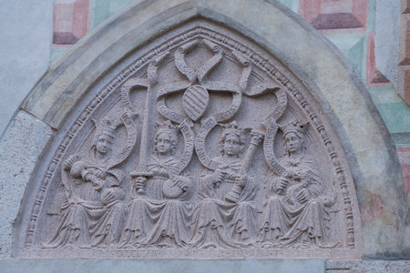 old bas relief detail in finalborgo medieval village in liguria italian riviera