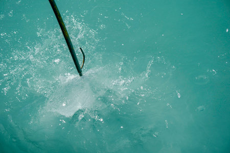 catching piece of ice fallen from the spegazzini glacier los glaciares park Patagonia